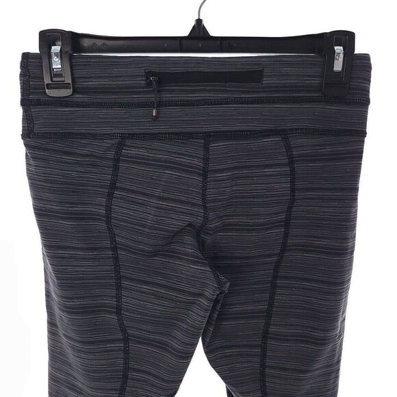 Lululemon Gray Black Back Zip Pocket Active Cropped Leggings Womens Size 6 - Picture 8 of 10